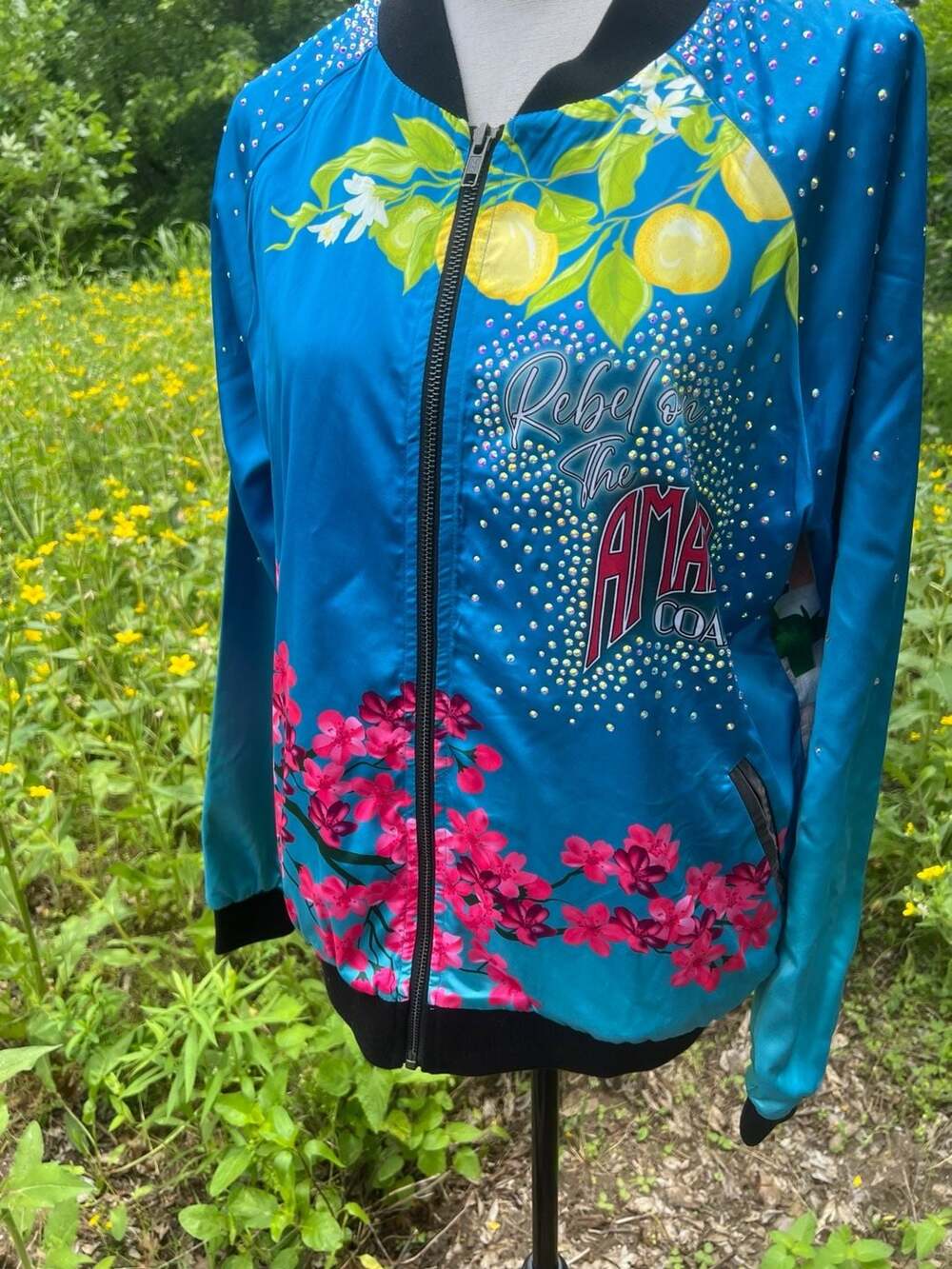 Rebel Athletic Rebel on the Amalfi Coast Crystal Embellished Bomber Jacket